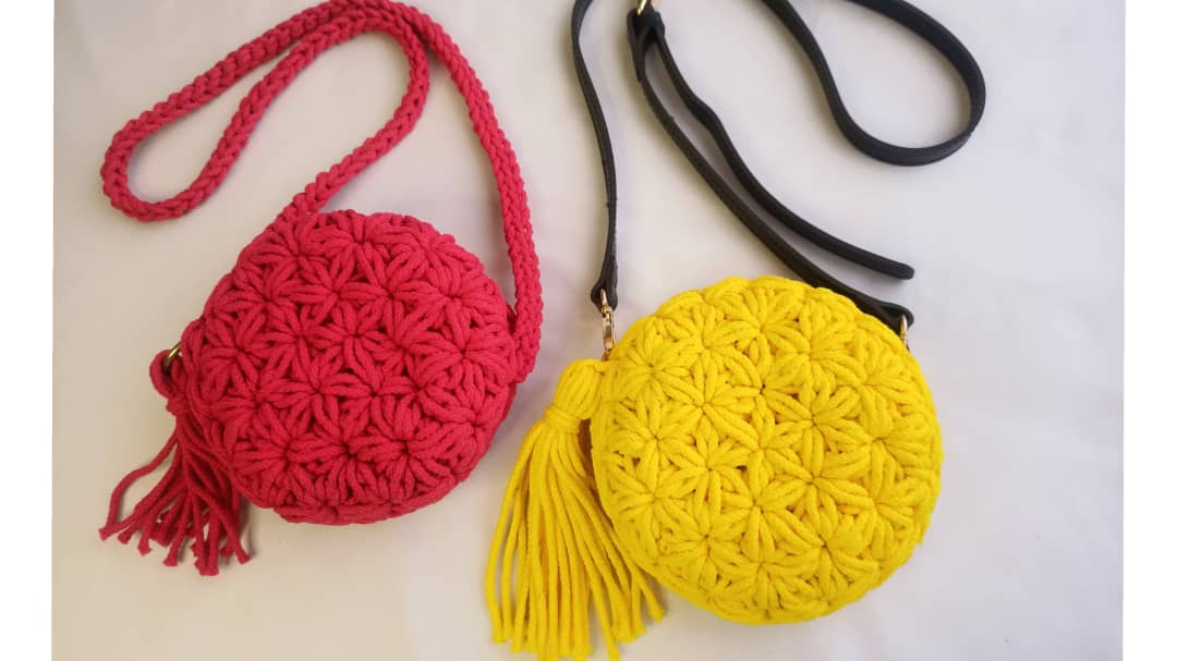 Crochet Jasmine stitch round bag pattern