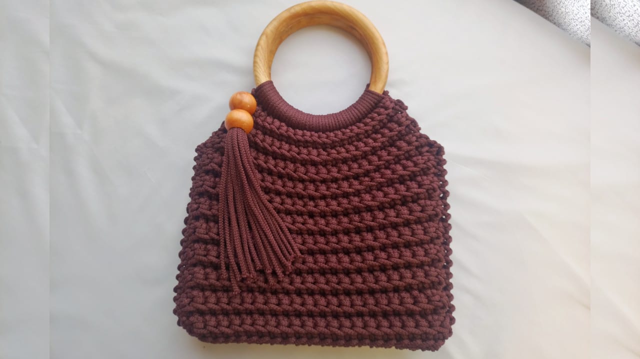 Crochet ribbed bag